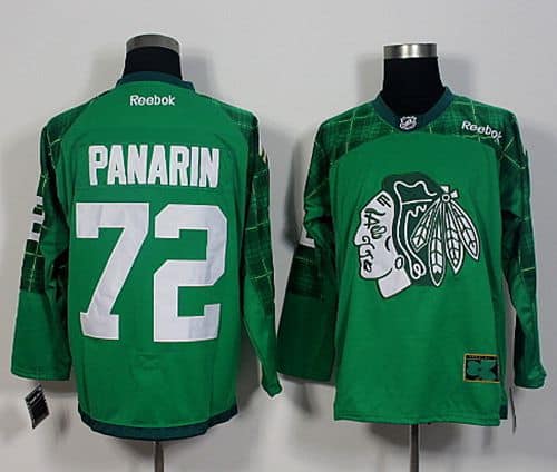 Blackhawks #72 Artemi Panarin Green St. Patrick's Day New Stitched Jersey