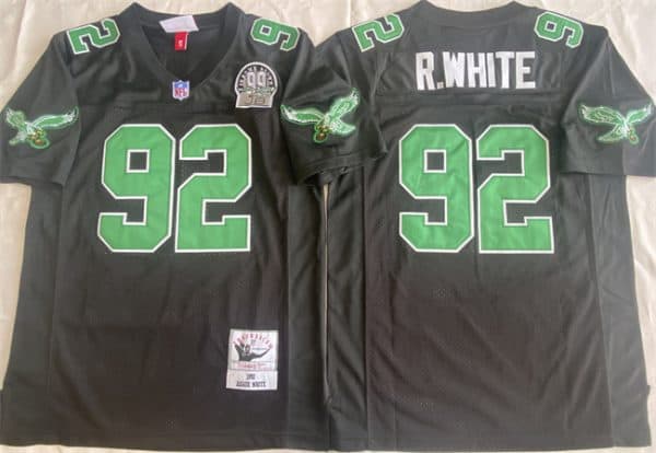 Philadelphia Eagles #92 Reggie White Black Throwback Stitched Football Jersey