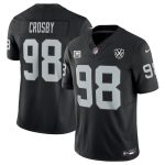 Las Vegas Raiders #98 Maxx Crosby Black 2024 F.U.S.E With 4-Star C Patch And 65th Anniversary Patch Vapor Stitched Jersey