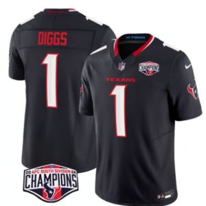 Houston Texans #1 Stefon Diggs Navy F.U.S.E. 2024 AFC South Division Champions Vapor Limited Stitched Jersey
