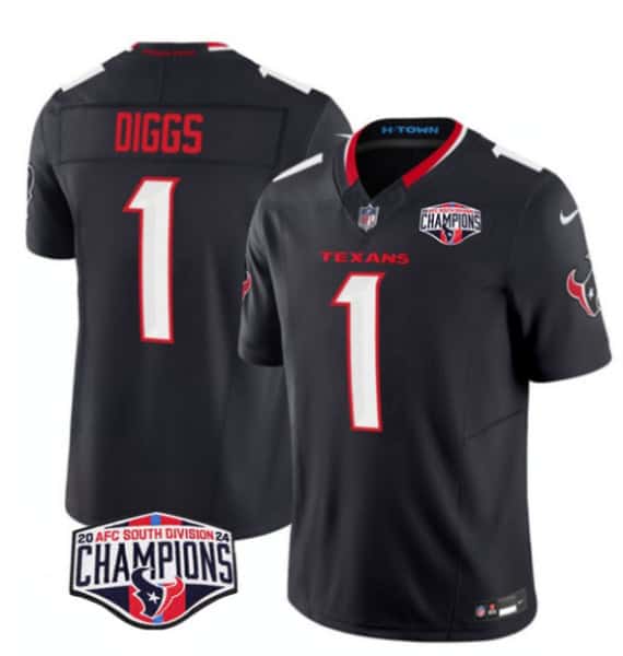 Houston Texans #1 Stefon Diggs Navy F.U.S.E. 2024 AFC South Division Champions Vapor Limited Stitched Jersey
