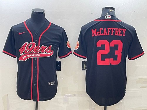 San Francisco 49ers #23 Christian McCaffrey Black With Patch Cool Base Stitched Jersey