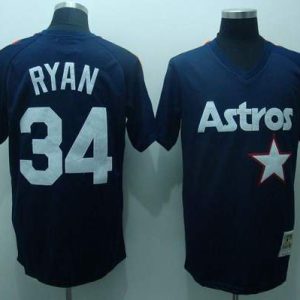 Mitchell And Ness Astros #34 Nolan Ryan Stitched Blue Throwback Jersey