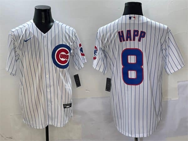 Chicago Cubs #8 Ian Happ White Cool Base Stitched Jersey
