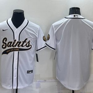New Orleans Saints Blank White Cool Base Stitched Baseball Jersey
