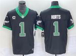 Philadelphia Eagles #1 Jalen Hurts Black 2023 F.U.S.E. Vapor Untouchable With C Patch Stitched Jersey
