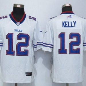 Bills #12 Jim Kelly White Stitched Limited Nike Jersey