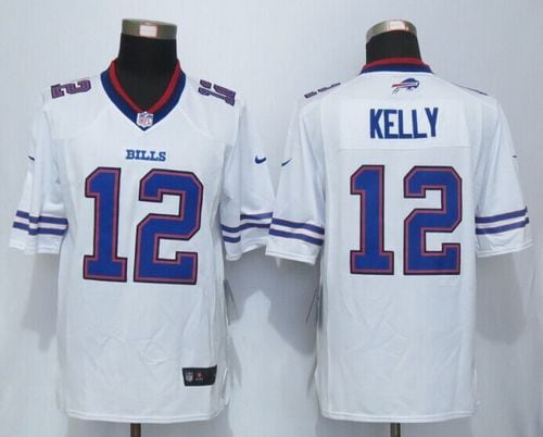 Bills #12 Jim Kelly White Stitched Limited Nike Jersey