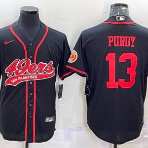 San Francisco 49ers #13 Brock Purdy Black With Patch Cool Base Stitched Jersey