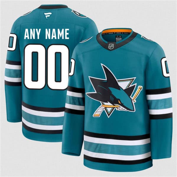 San Jose Sharks Custom Teal 2024-25 Home Stitched Jersey