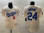Los Angeles Dodgers Front #8 Back #24 Kobe Bryant Cream 2025 Tokyo Series Limited Stitched Jersey