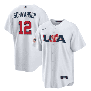USA #12 Kyle Schwarber 2023 White World Classic Stitched Jersey