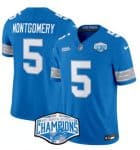 Detroit Lions #5 David Montgomery Blue 2024 NFC North Champions F.U.S.E. Vapor Limited Stitched Jersey