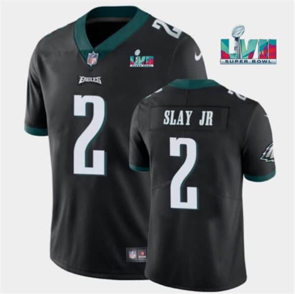 Philadelphia Eagles #2 Darius Slay JR Black Super Bowl LVII Patch Vapor Untouchable Limited Stitched Jersey