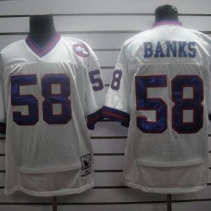 Mitchell And Ness Giants #58 Carl Banks White Stitched Jersey