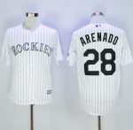 Rockies #28 Nolan Arenado White Strip New Cool Base Stitched Jersey