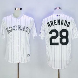 Rockies #28 Nolan Arenado White Strip New Cool Base Stitched Jersey