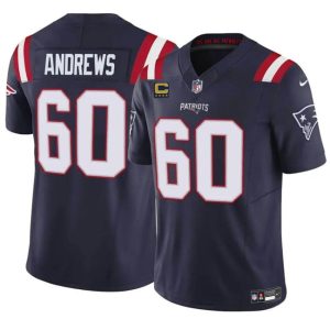 New England Patriots #60 David Andrews Navy 2024 F.U.S.E. With 4-Star C Patch Vapor Limited Stitched Jersey