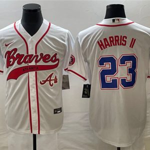 Atlanta Braves #23 Michael Harris II White Cool Base With Patch Stitched Jersey