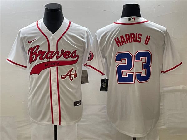 Atlanta Braves #23 Michael Harris II White Cool Base With Patch Stitched Jersey