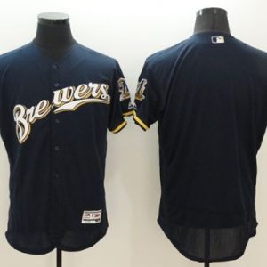Brewers Blank Navy Blue Flexbase Authentic Collection Stitched Jersey