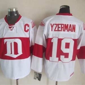 Red Wings #19 Steve Yzerman White Winter Classic CCM Throwback Stitched Jersey