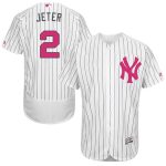 Yankees #2 Derek Jeter White Strip Flexbase Authentic Collection 2016 Mother's Day Stitched Jersey