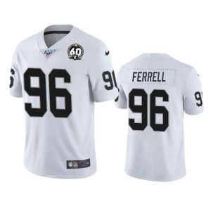 Raiders #96 Clelin Ferrell White 60th Anniversary Vapor Limited Stitched 100th Season Jersey