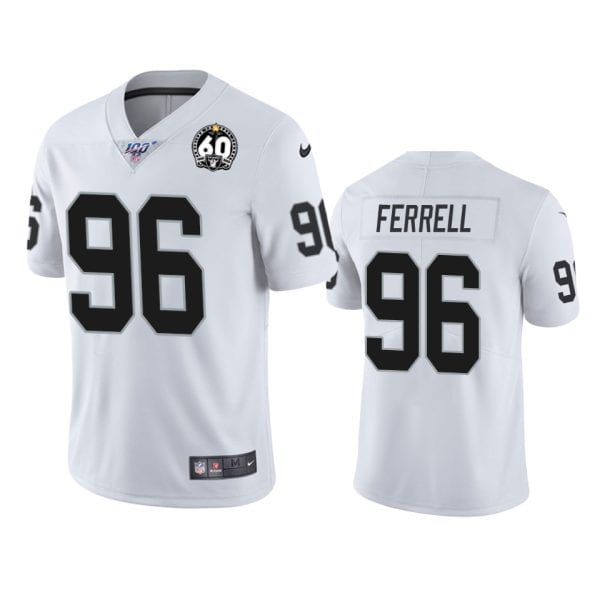 Raiders #96 Clelin Ferrell White 60th Anniversary Vapor Limited Stitched 100th Season Jersey