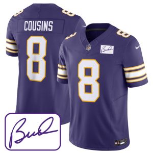 Minnesota Vikings #8 Kirk Cousins Purple 2023 F.U.S.E. Bud Grant Patch Limited Stitched Jersey