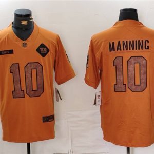 New York Giants #10 Eli Manning 2023 Brown Salute To Service Limited Stitched Jersey