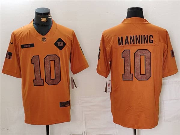 New York Giants #10 Eli Manning 2023 Brown Salute To Service Limited Stitched Jersey