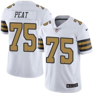 Saints #75 Andrus Peat White Stitched Limited Rush Nike Jersey