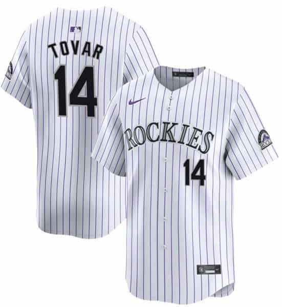 Colorado Rockies #14 Ezequiel Tovar White White Home Limited Stitched Jersey