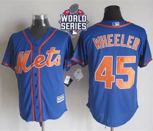 Mets #45 Zack Wheeler Blue Alternate Home New Cool Base W 2015 World Series Patch Stitched Jersey