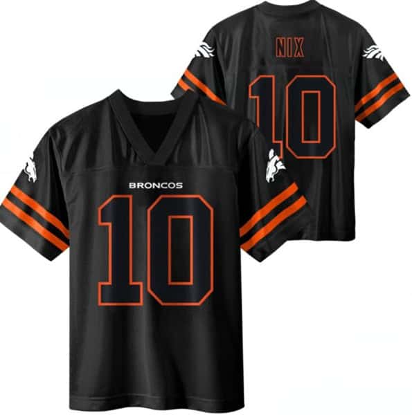Denver Broncos #10 Bo Nix Black Short-Sleeve Stitched Jersey