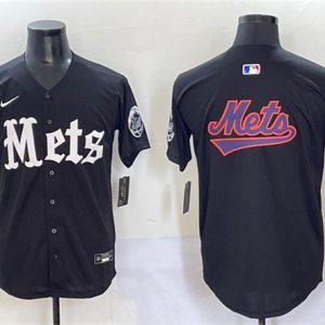 New York Mets Team Big Logo Black 'Gotham Gothic Edition' Vapor Premier Limited Stitched Jersey