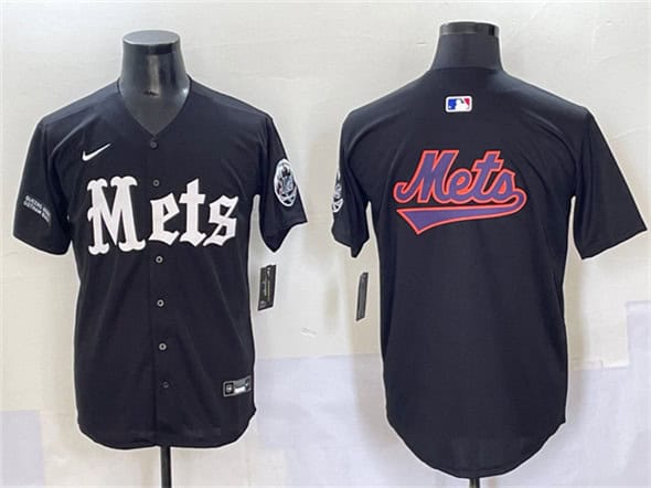 New York Mets Team Big Logo Black 'Gotham Gothic Edition' Vapor Premier Limited Stitched Jersey