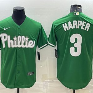 Philadelphia Phillies #3 Bryce Harper Green Cool Base Stitched Baseball Jersey
