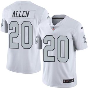 Raiders #20 Nate Allen White Stitched Limited Rush Nike Jersey