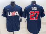 USA #27 Mike Trout 2023 Navy World Classic Stitched Jersey