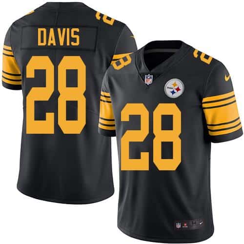 Steelers #28 Sean Davis Black Stitched Limited Rush Nike Jersey