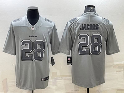 Las Vegas Raiders #28 Josh Jacobs Gray Atmosphere Fashion Stitched Jersey