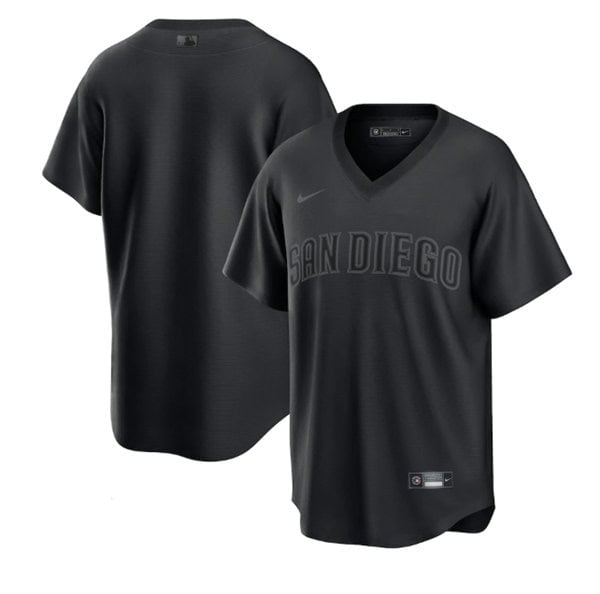 San Diego Padres Blank Black Pitch Black Fashion Replica Stitched Jersey