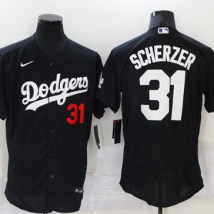 Los Angeles Dodgers #31 Max Scherzer Black Flex Base Stitched Baseball Jersey