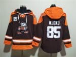 Cleveland Browns #85 David Njoku Brown Ageless Must-Have Lace-Up Pullover Hoodie