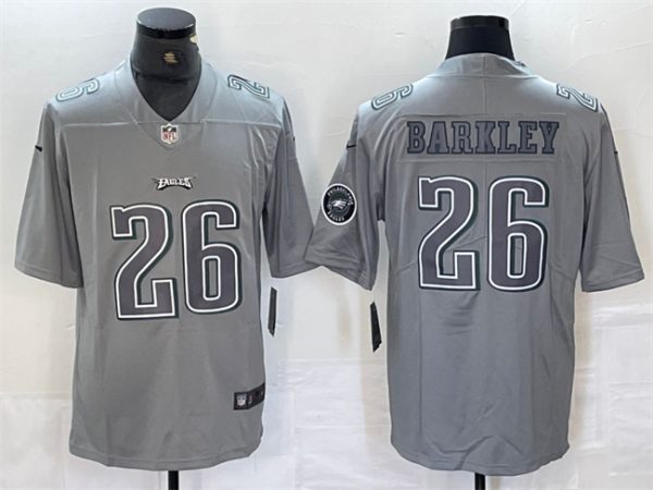 Philadelphia Eagles #26 Saquon Barkley Gray With Patch Atmosphere Fashion Stitched Jersey