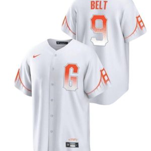 San Francisco Giants #9 Brandon Belt White City Connect Cool Base Stitched Jersey