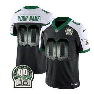 Philadelphia Eagles Custom Black White 2023 F.U.S.E. Throwback Vapor Untouchable Limited Stitched Jersey