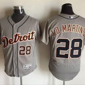 Tigers #28 J. D. Martinez Grey Flexbase Authentic Collection Stitched Jersey